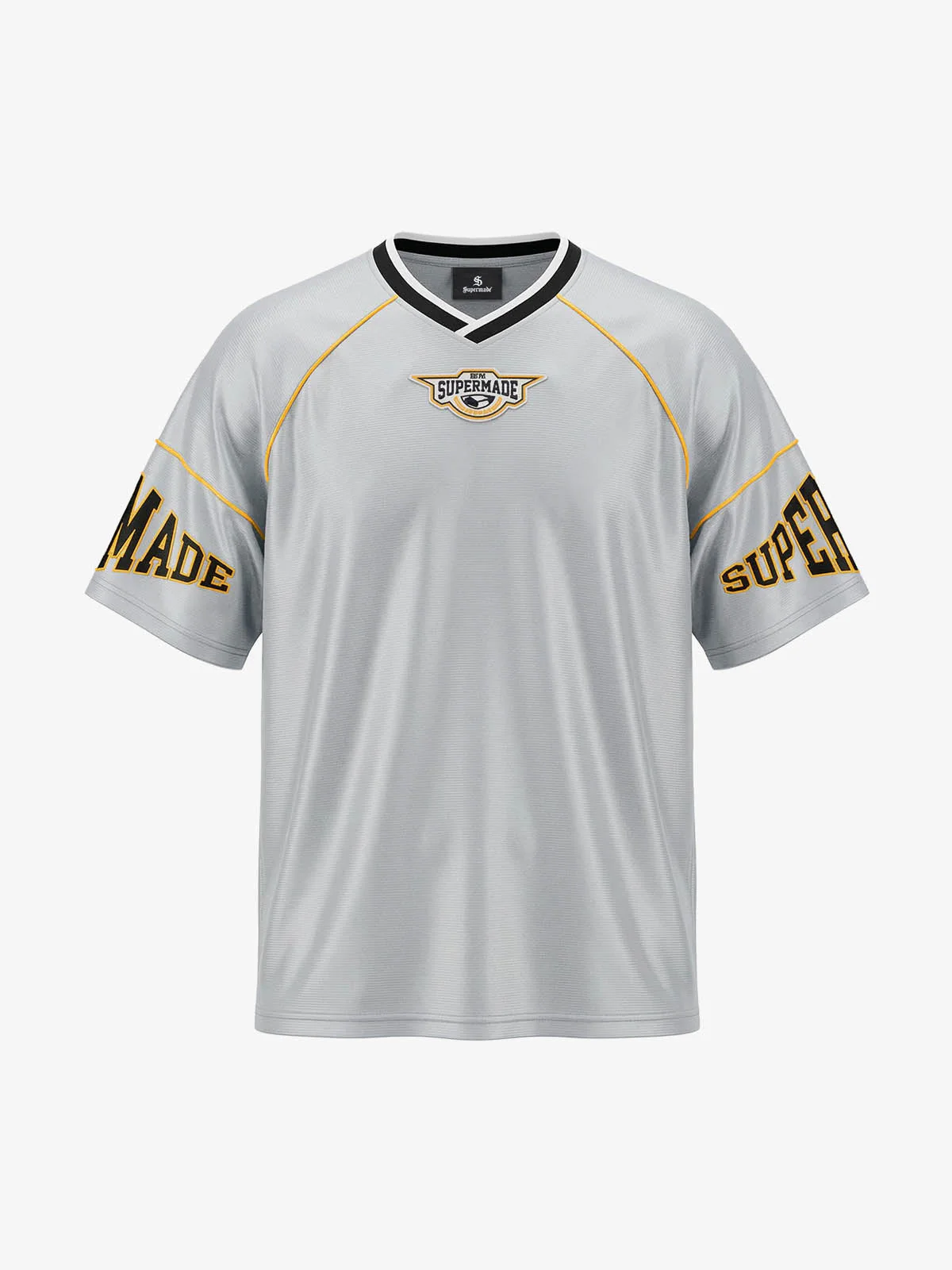 Supermade Patterned Custom V-neck Silver Sport Jersey - Image 8