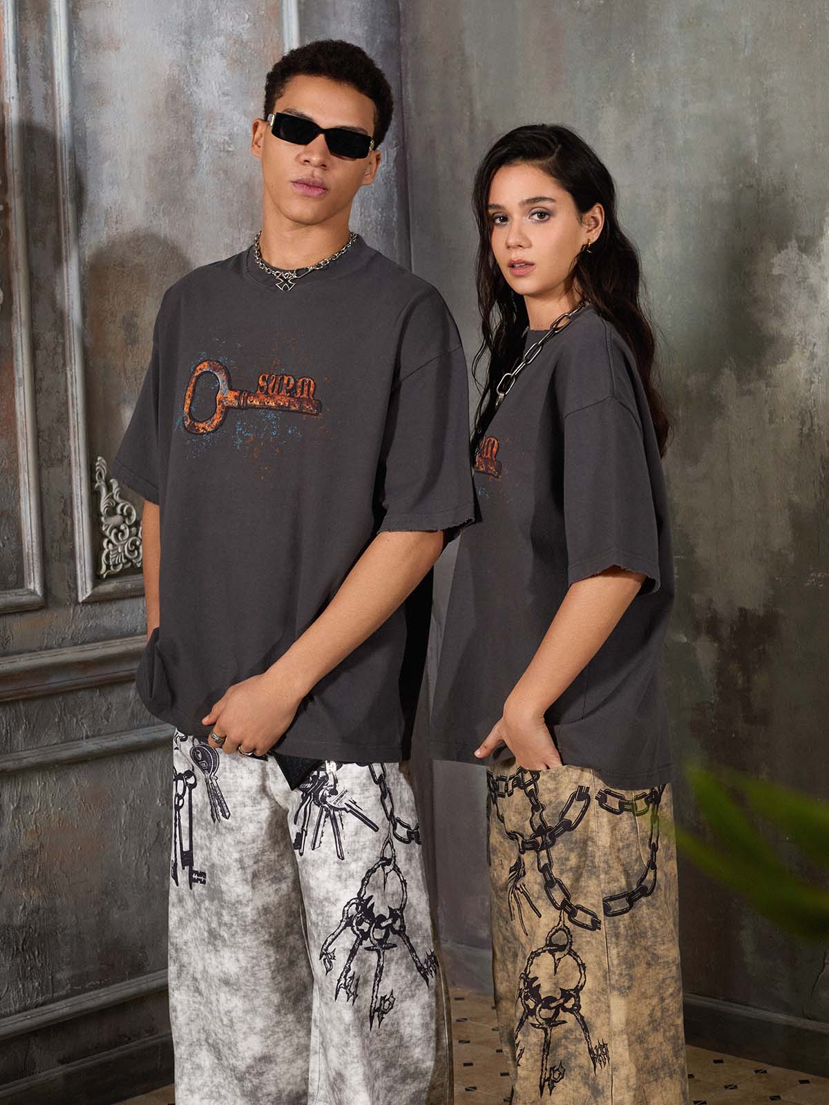 Supermade Rusty Metal Key Print T-Shirt - Image 5