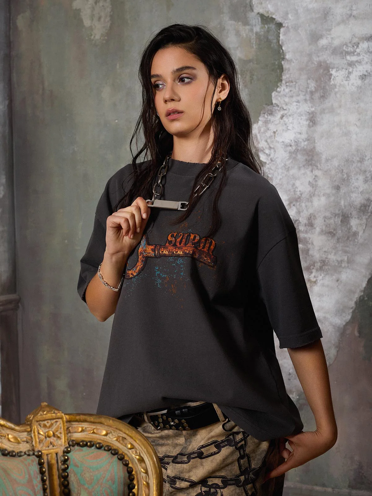 Supermade Rusty Metal Key Print T-Shirt - Image 9