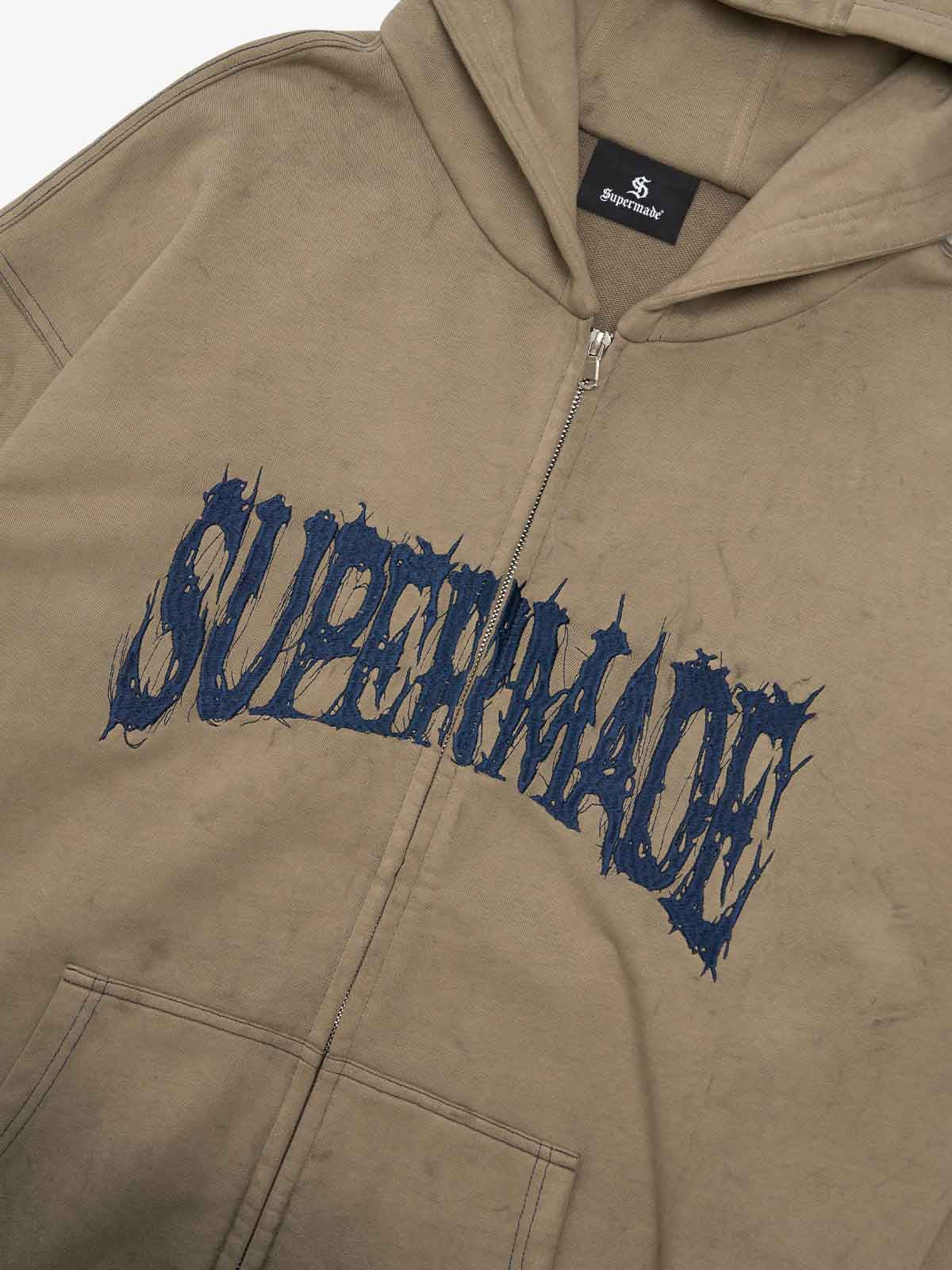 SUPERMADE Thorn Embroidery Zip Hooded Sweatshirt - Image 10