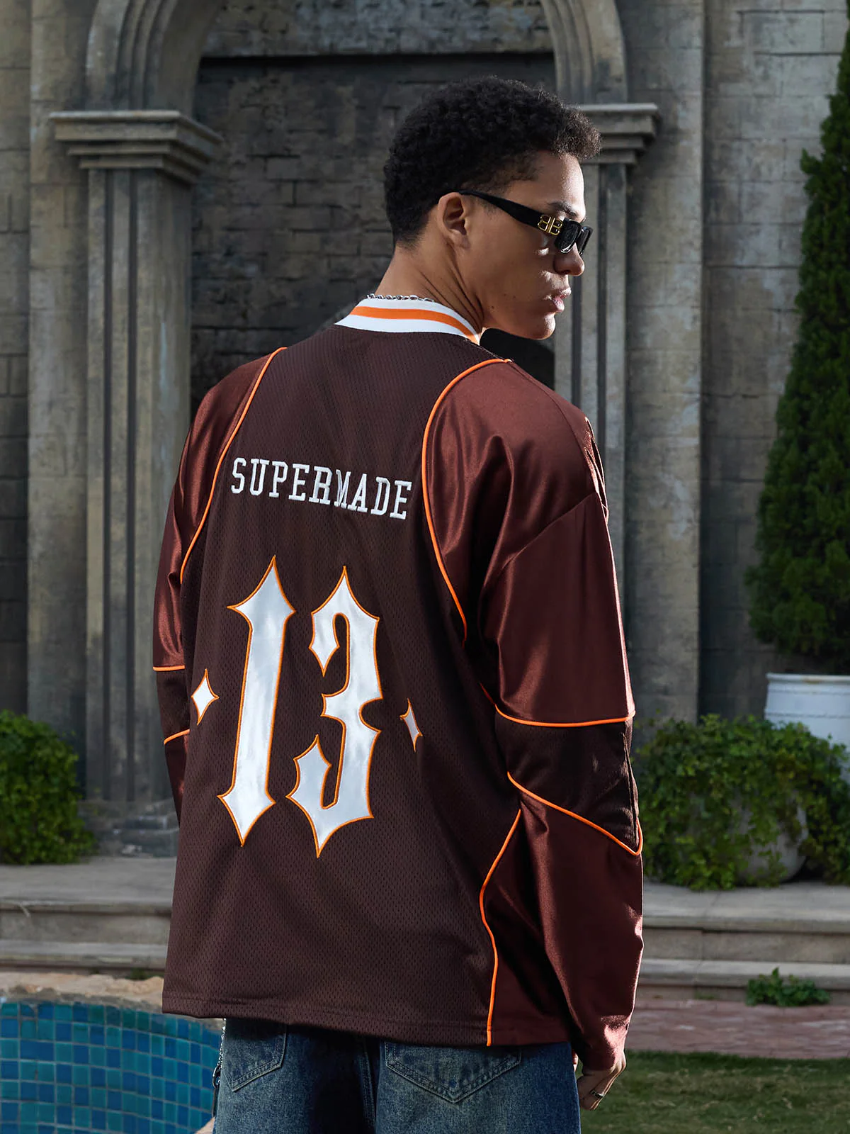 Supermade V-Neck American Gothic Font Satin Mesh Jersey - Image 19
