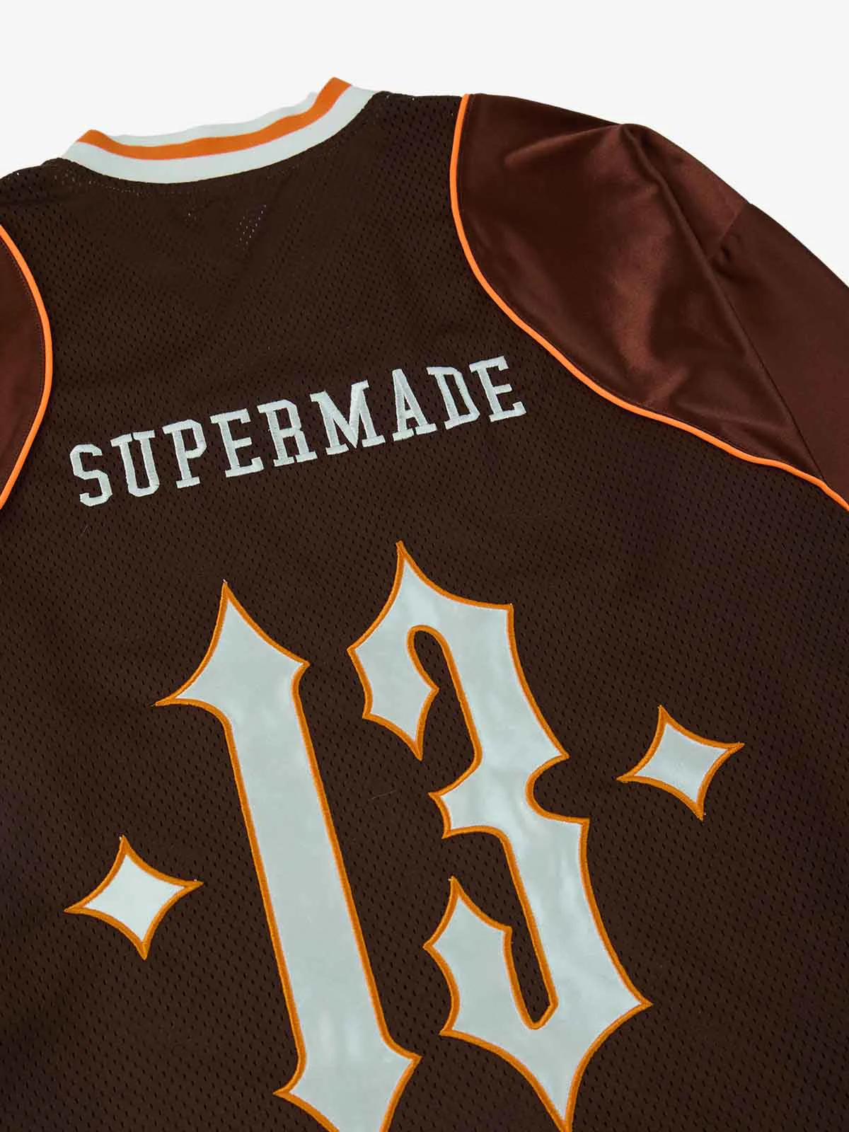 Supermade V-Neck American Gothic Font Satin Mesh Jersey - Image 35