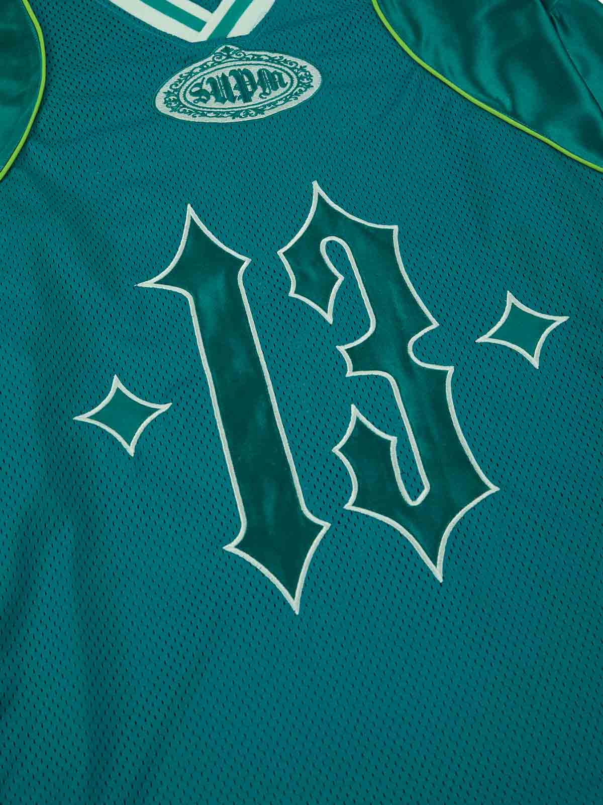 Supermade V-Neck American Gothic Font Satin Mesh Jersey - Image 38