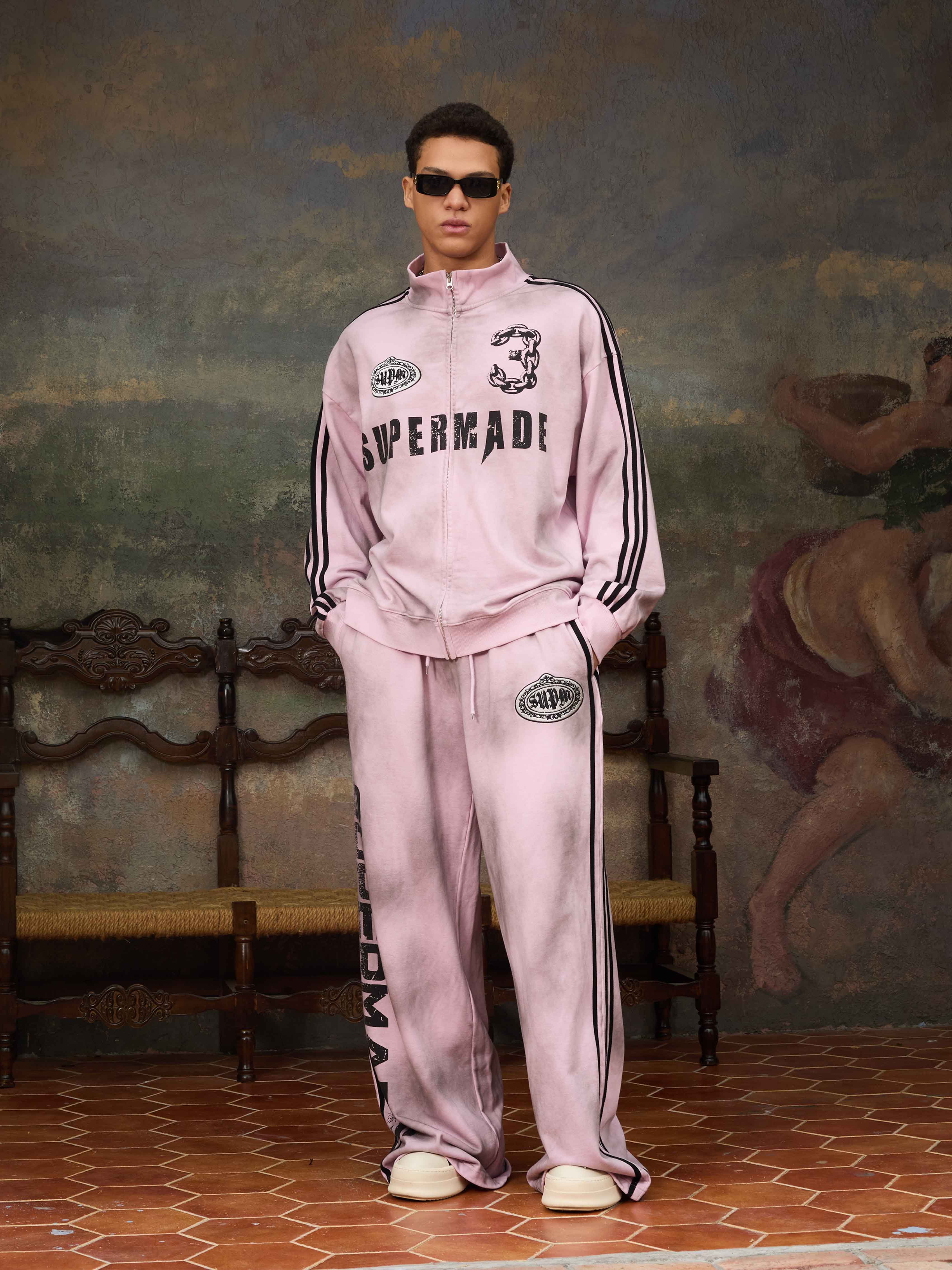 Supermade Vintage Distressed NO.3 Stand Collar Tracksuit - Image 6