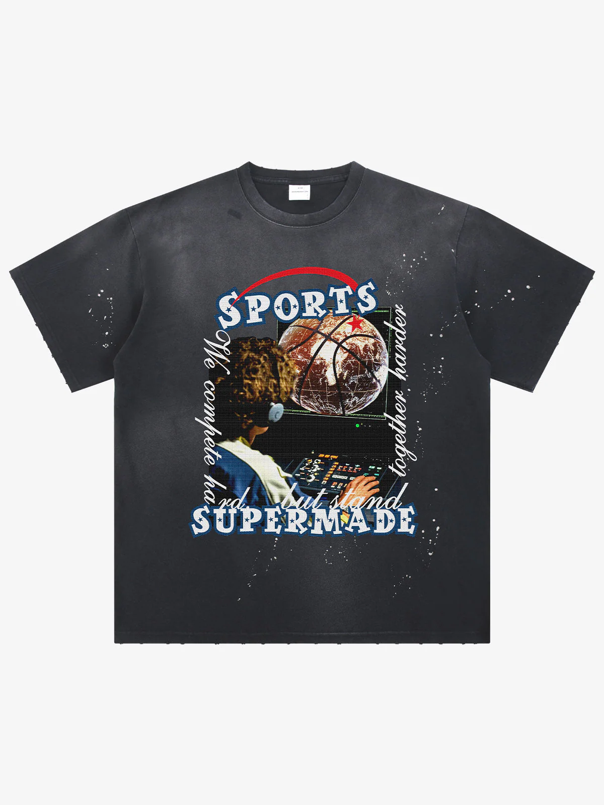 Supermade Vintage Sports Basketball Graphic T-Shirt - Image 2