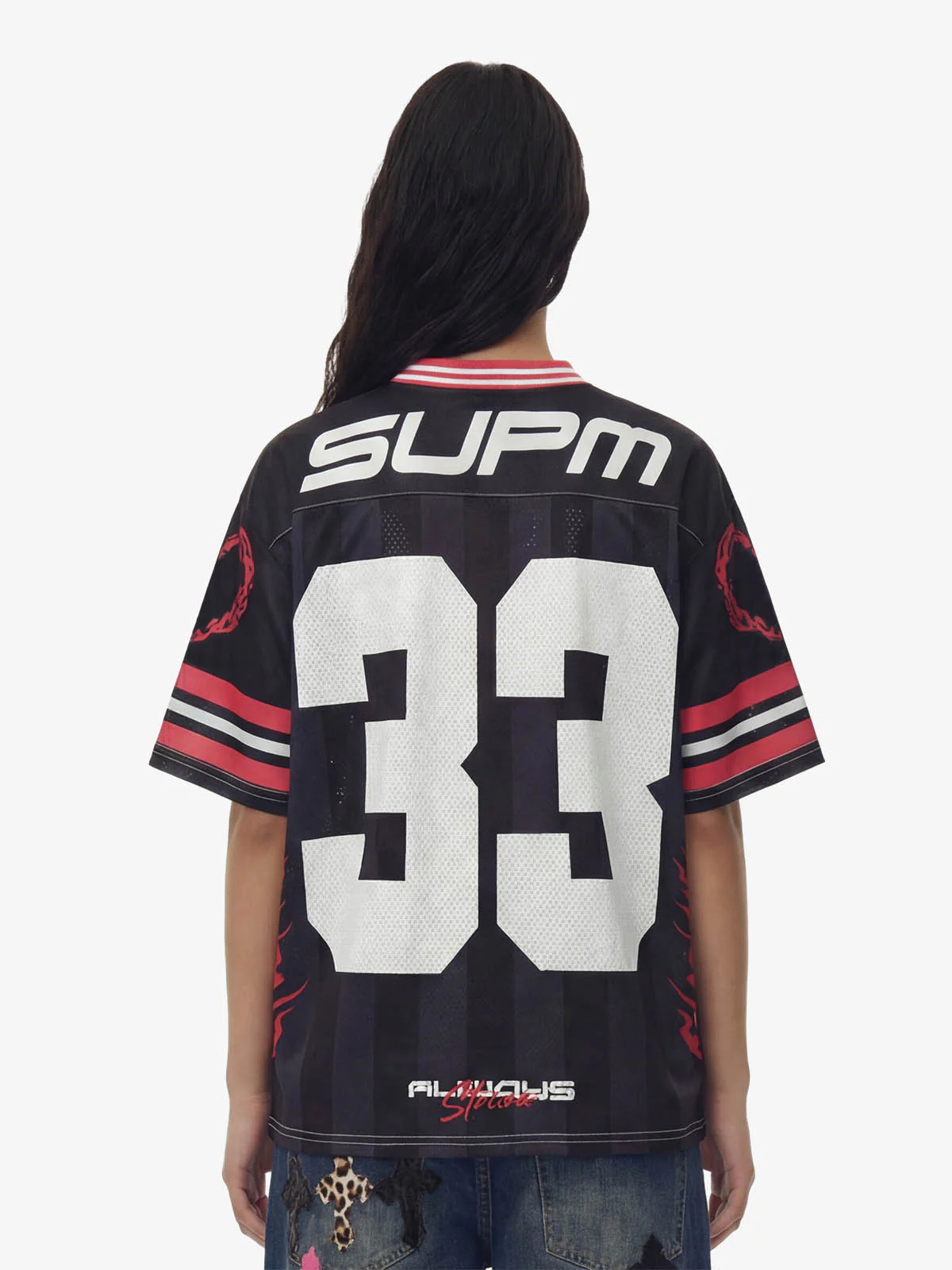 SUPM “33” Y2K Graphic Mesh Jersey T-Shirt - Image 3