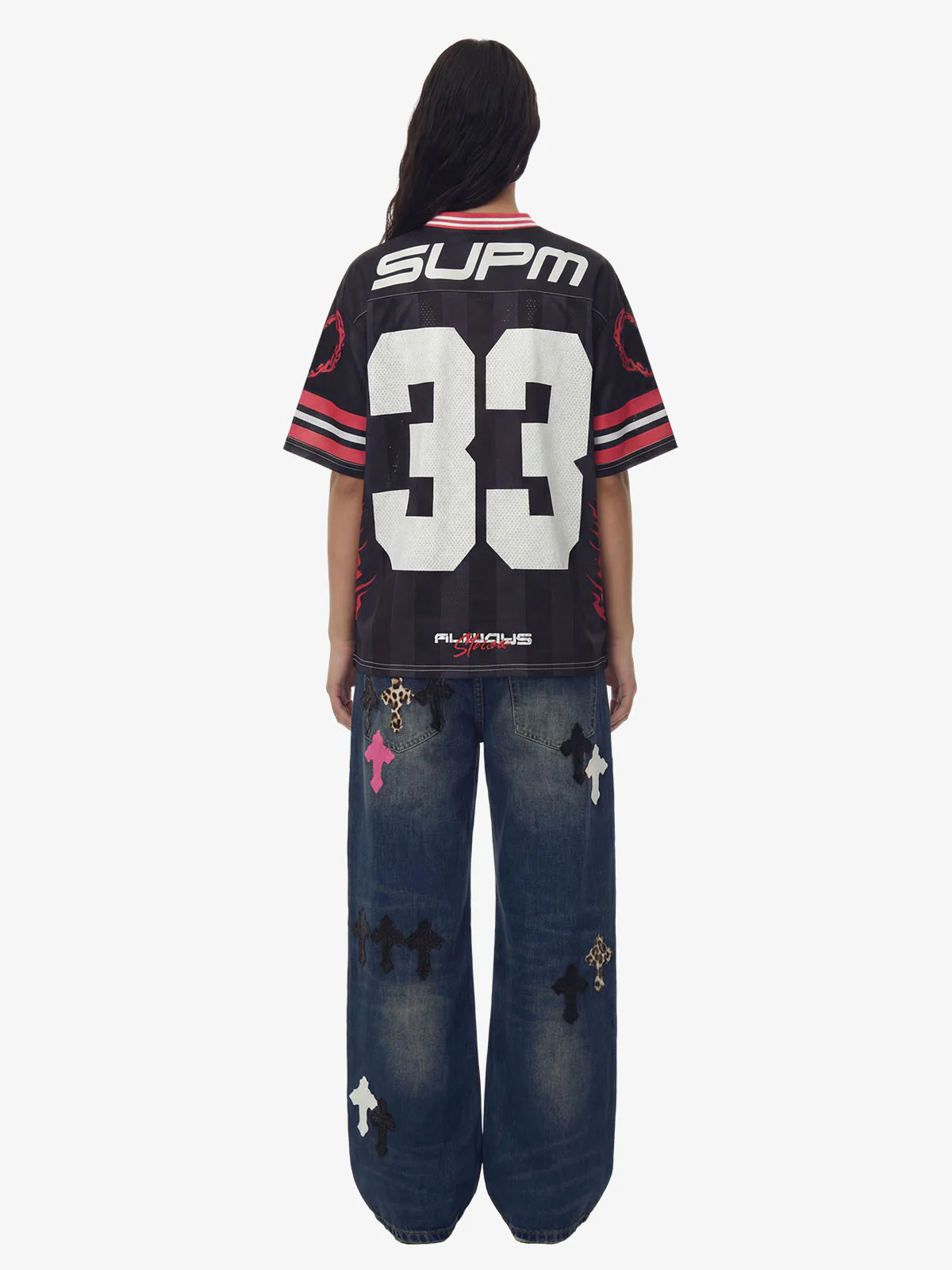 SUPM “33” Y2K Graphic Mesh Jersey T-Shirt - Image 5