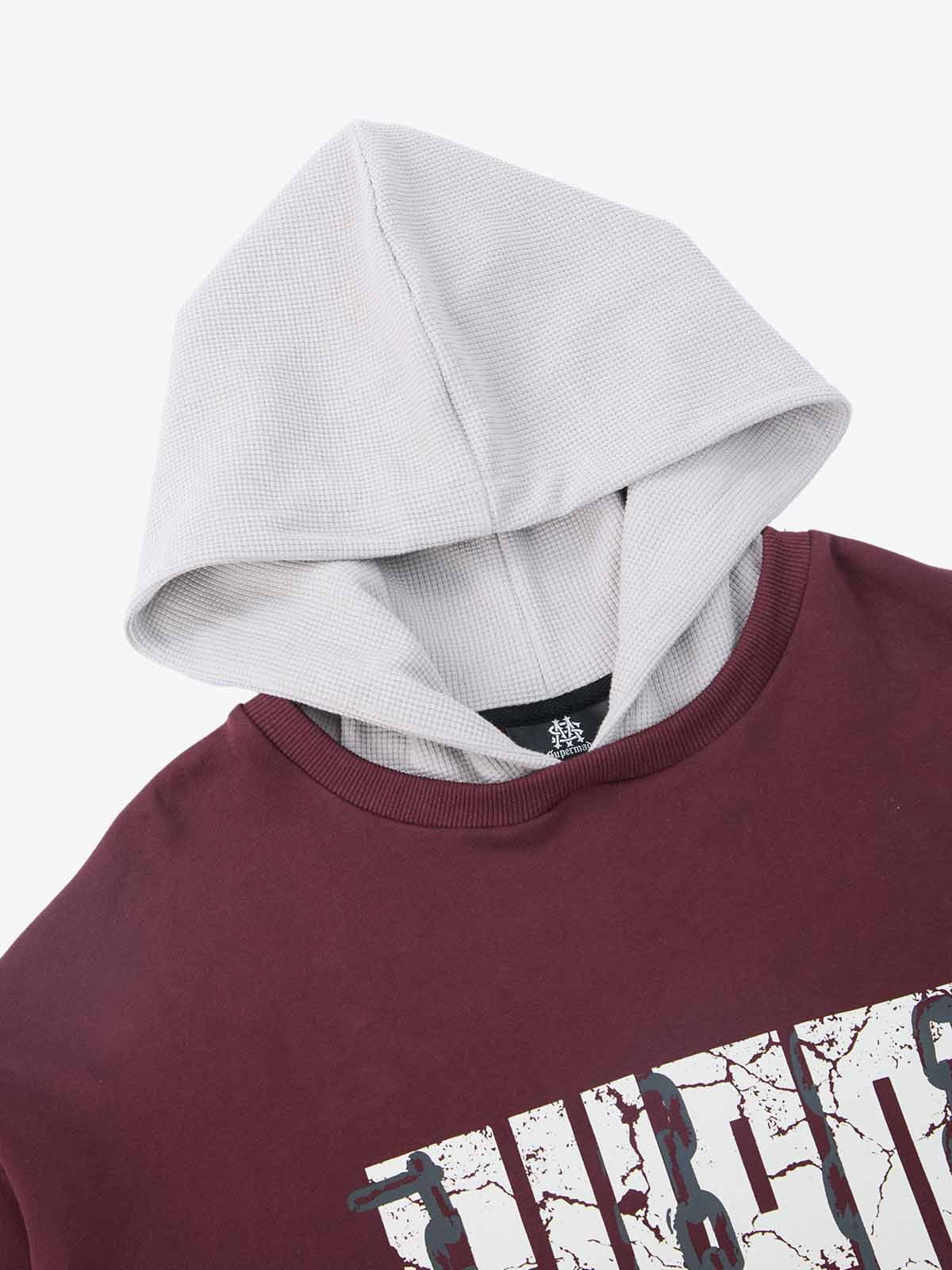 Original Print Faux Two-Piece Hooded Long-Sleeve T-Shirt - Image 8