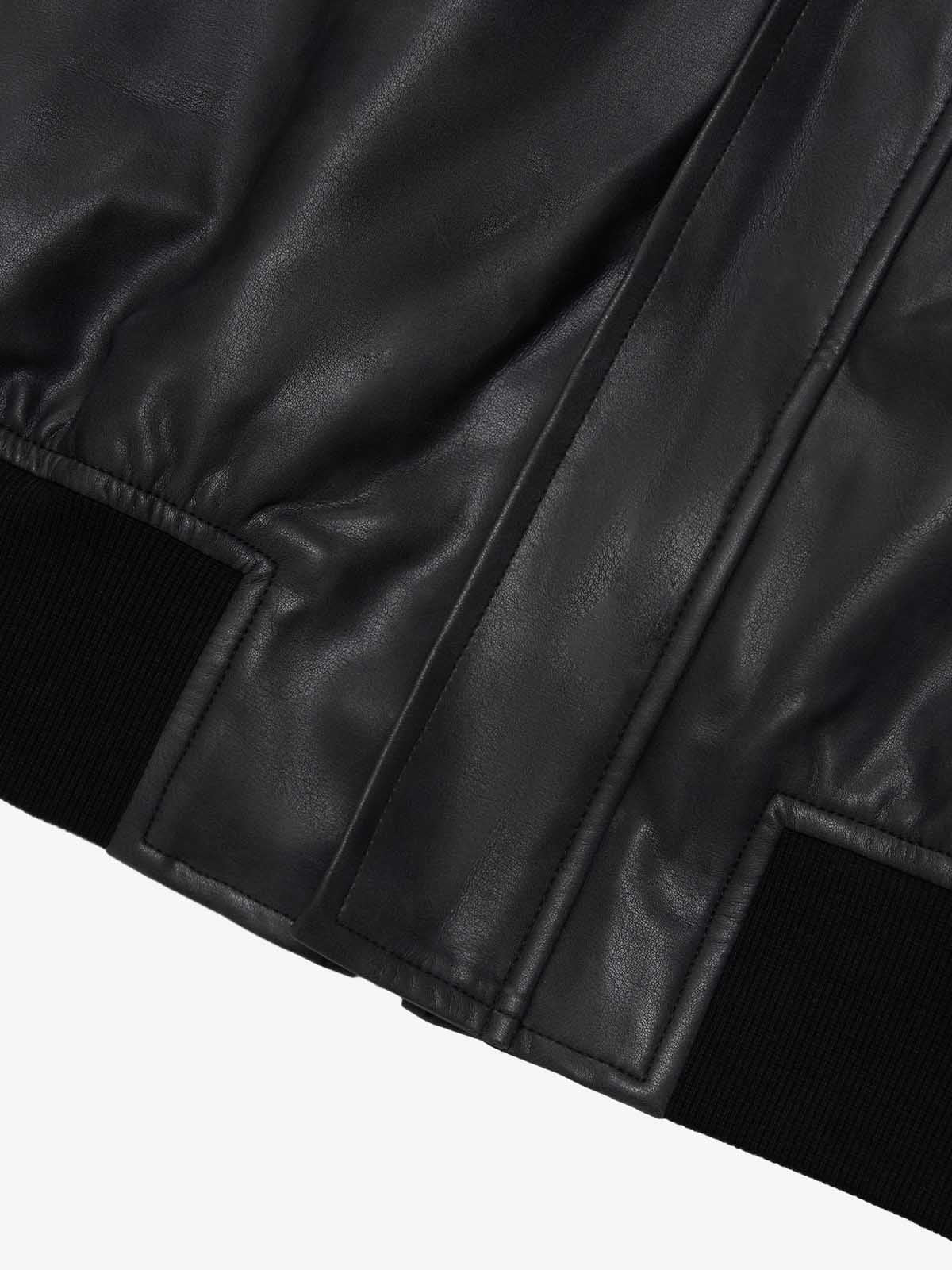 SUPM Fur Collar Rhinestone Pattern Leather Jacket - Image 7