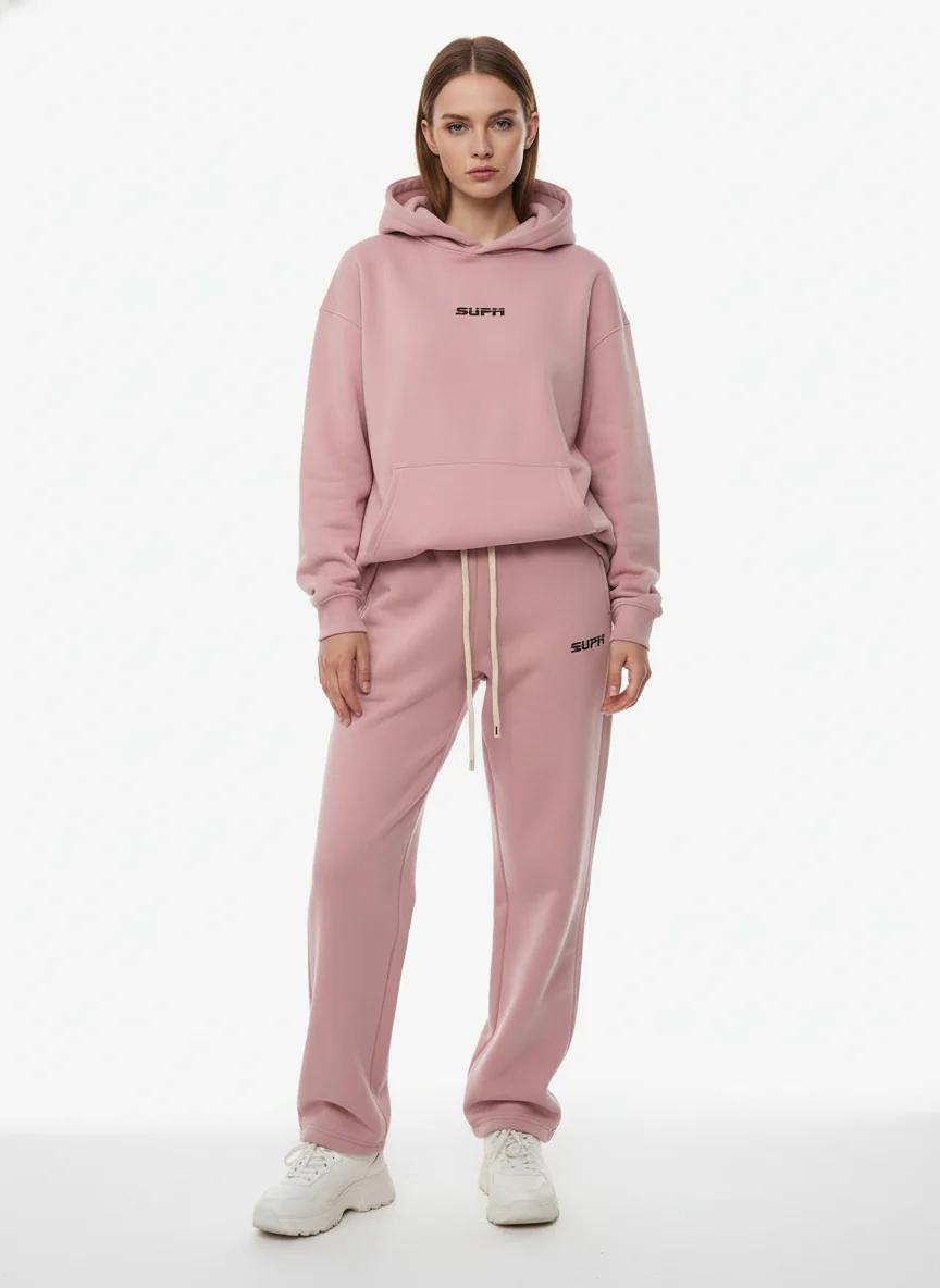 SUPM Minimalist Logo Pink Hoodie and Sweatpant Set - Image 3