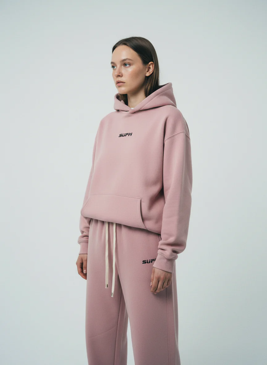 SUPM Minimalist Logo Pink Hoodie and Sweatpant Set - Image 5
