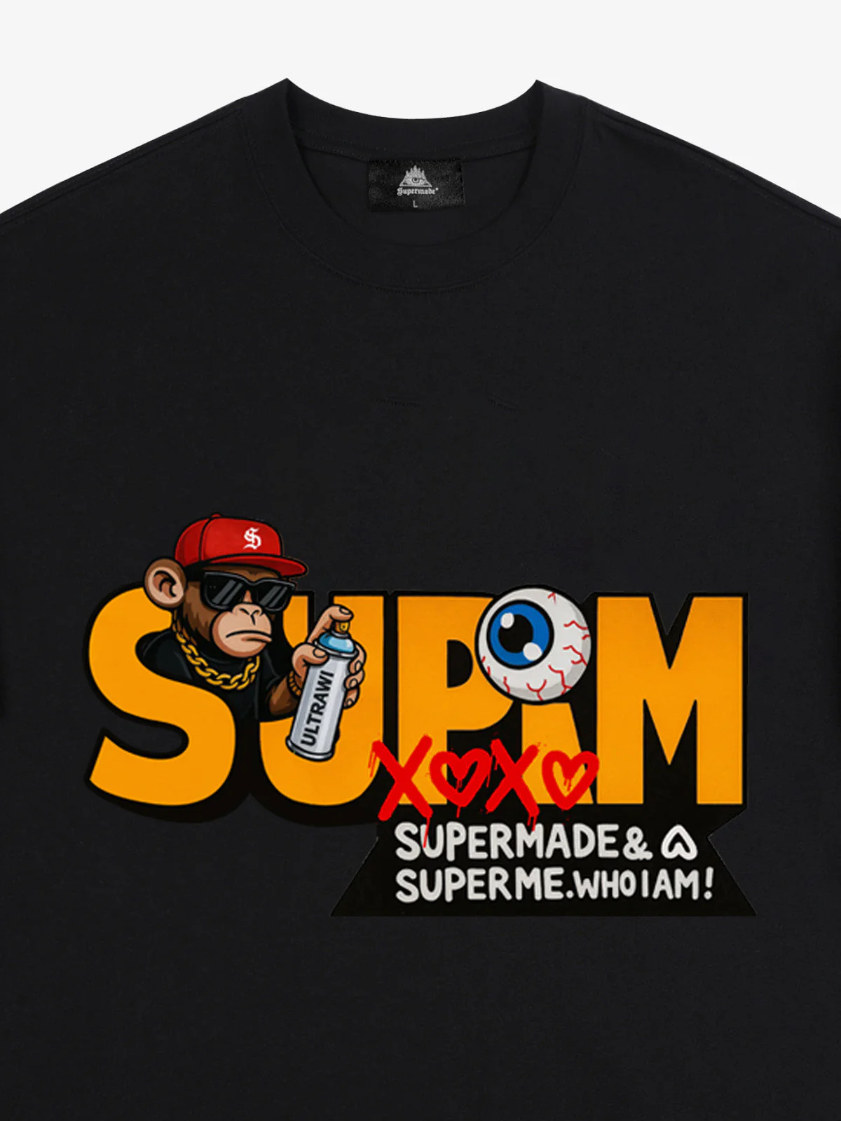 SUPM Trendy Hip-Hop Monkey Graffiti Font T-Shirt - Image 15