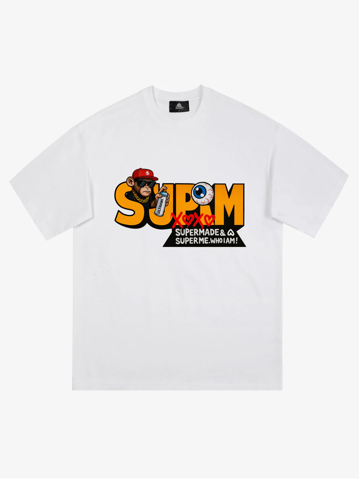 SUPM Trendy Hip-Hop Monkey Graffiti Font T-Shirt - Image 2