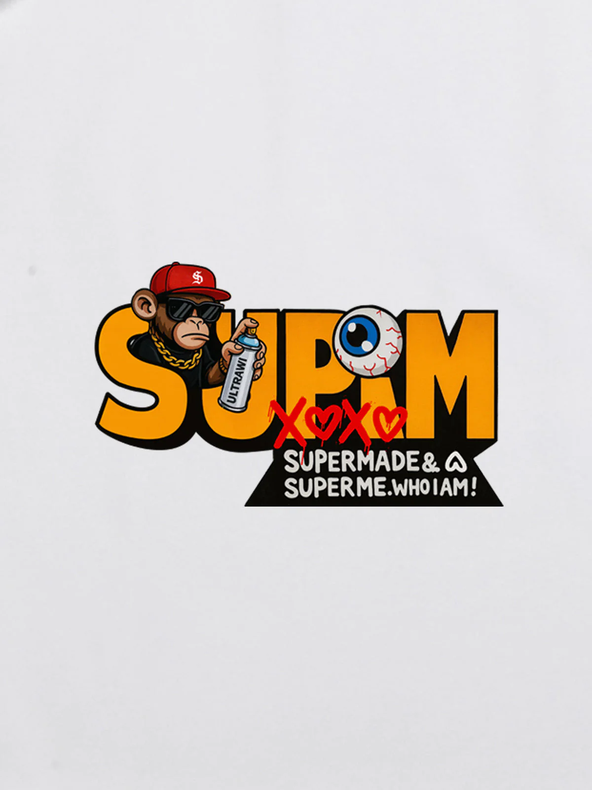 SUPM Trendy Hip-Hop Monkey Graffiti Font T-Shirt - Image 20