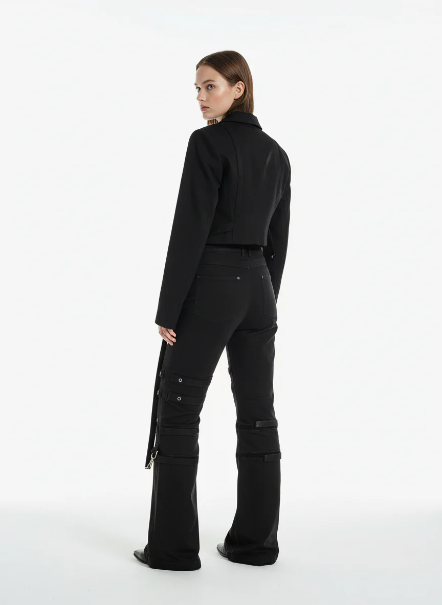 Technical Style Flared Cargo Casual Pants - Image 4