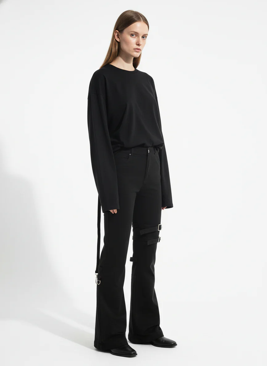 Technical Style Flared Cargo Casual Pants - Image 5