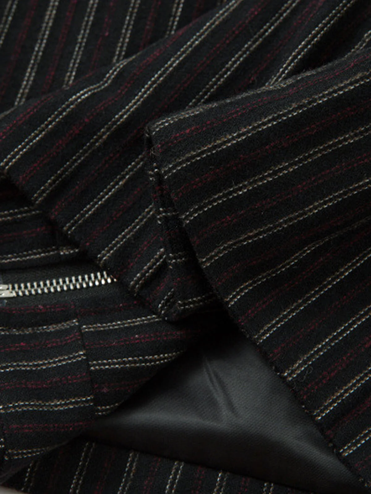 Textured PU Leather Patchwork Retro Stripe Jacket - Image 13