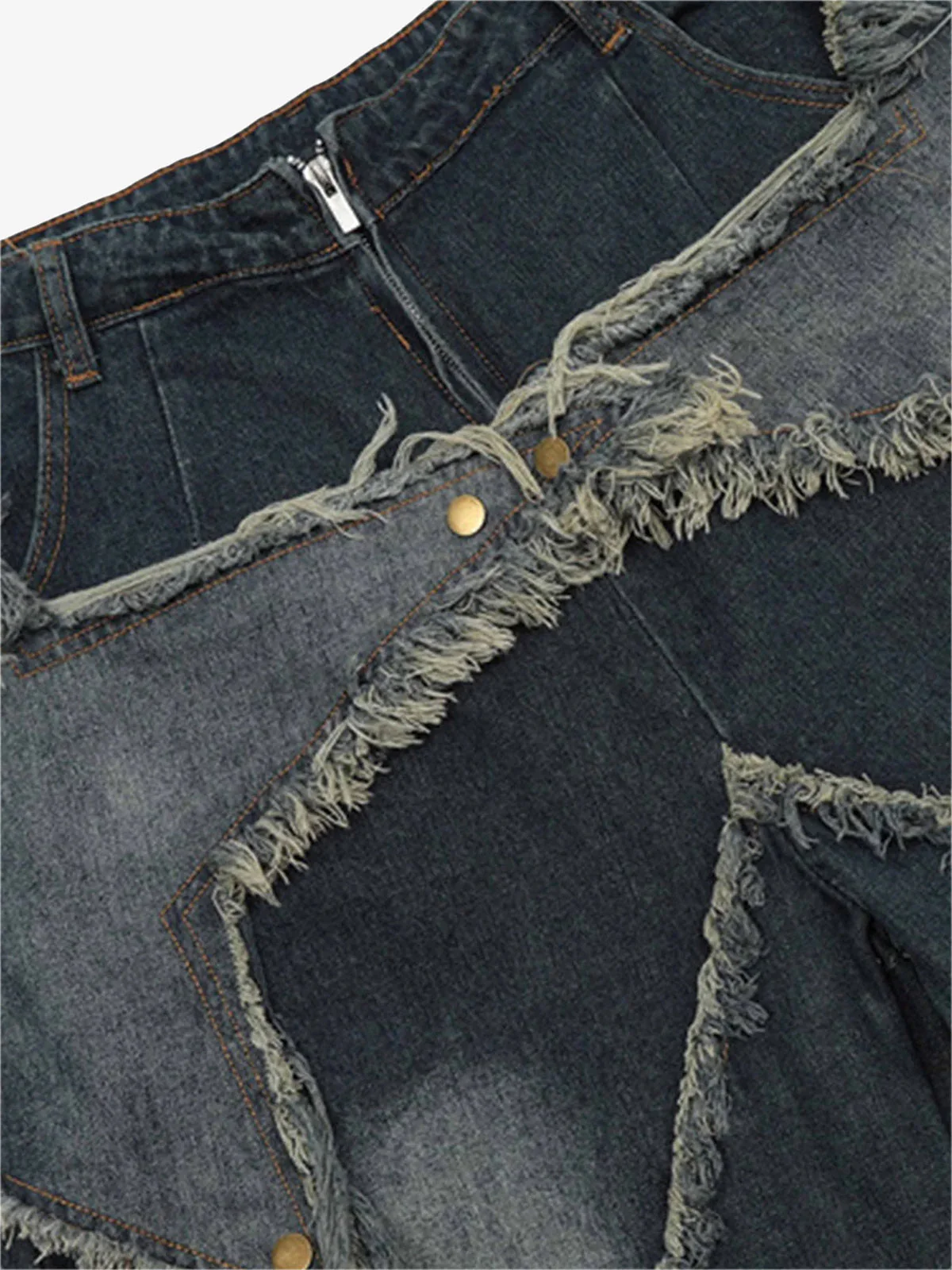 Thesupermade American Pentagram Tassel Patch Denim Shorts - 1681 - Image 8