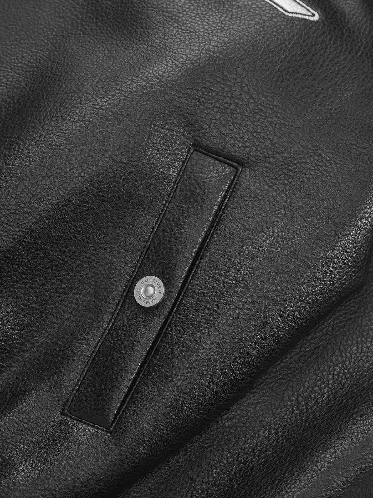 Faux Leather Vintage Street Black Air Jacket - 1821 - Image 12