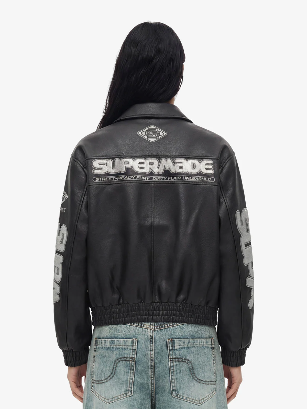 Faux Leather Vintage Street Black Air Jacket - 1821 - Image 4