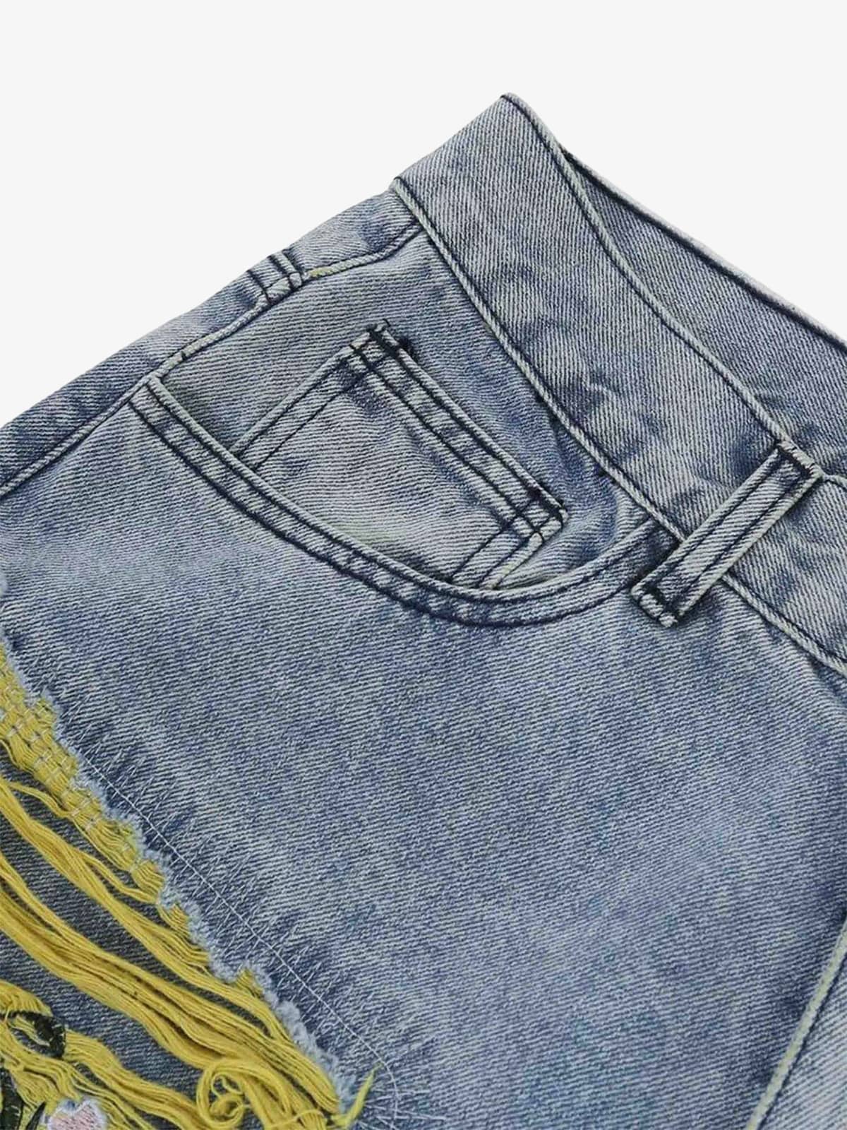 Thesupermade Plum Embroidery Jeans - 1618 - Image 8