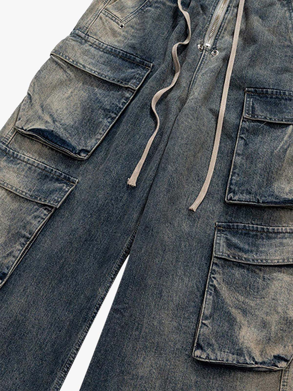 Thesupermade Wide Leg Multi-Pocket Straight Leg Loose Jeans - 1666 - Image 6