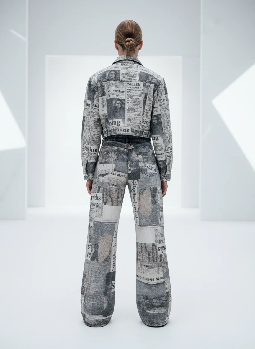 Graffiti Newspaper Baggy Jeans - 2404 - Image 4