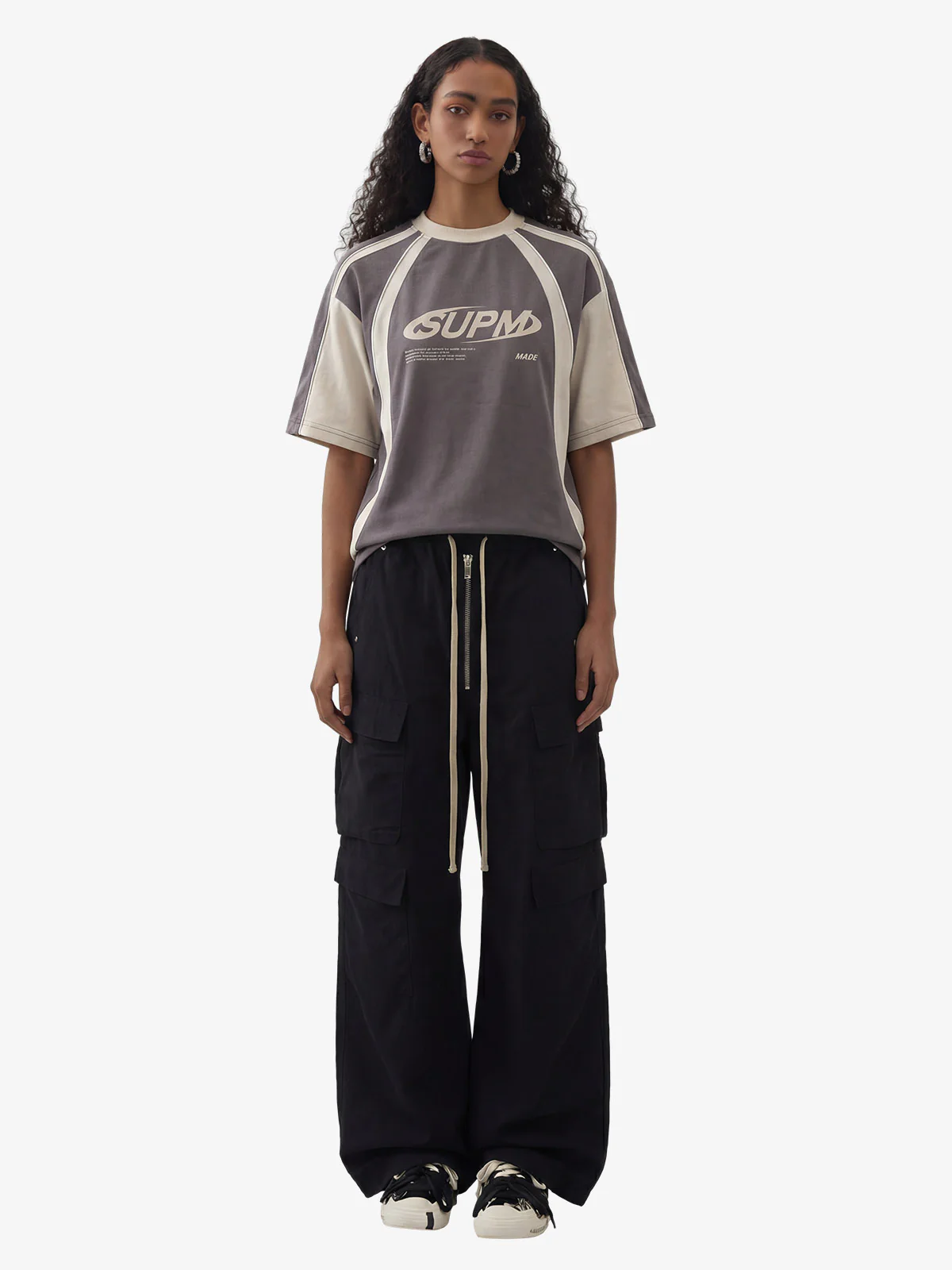 Woven Multi-Pocket Baggy Flared Pants - 2321 - Image 4