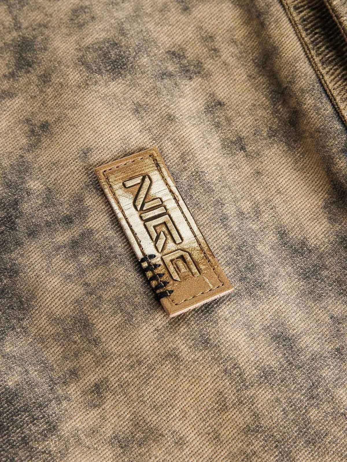 Distressed Double-layer Collar Workwear Jacket - Image 10