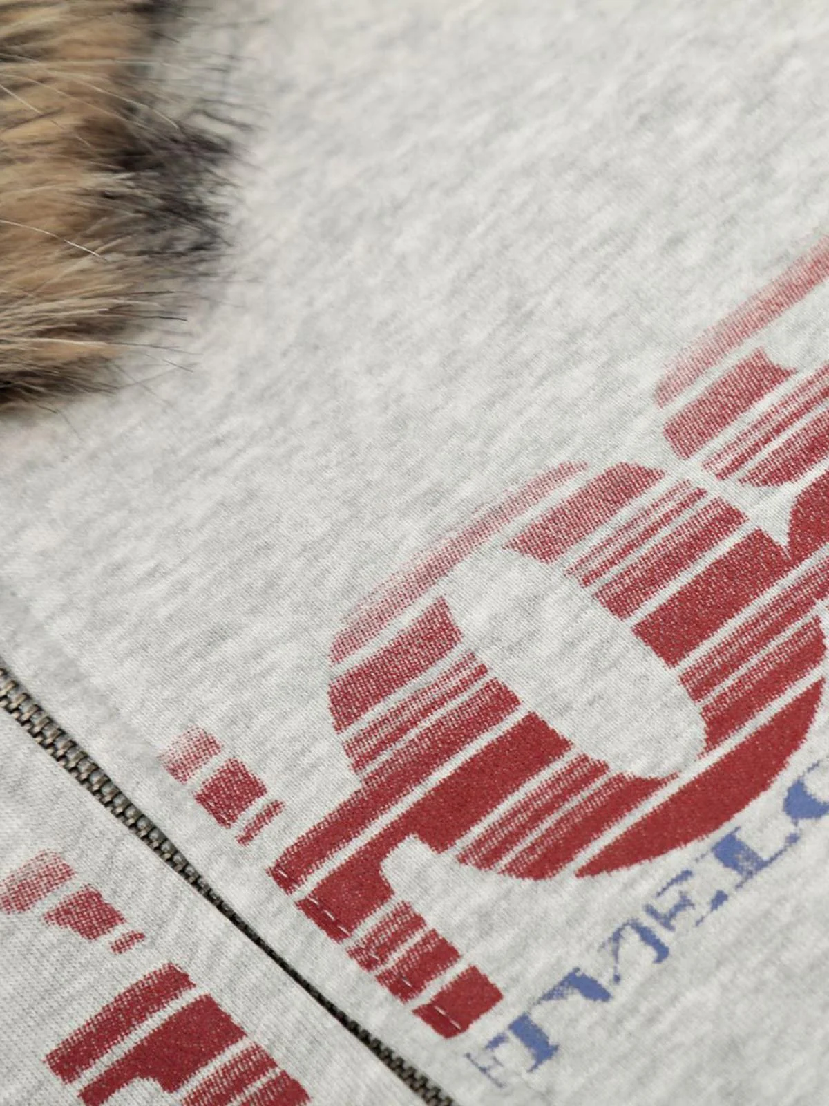 Thesupermade American Retro Gradient Letter Print Splicing Cardigan Fur Collar Coat - Image 18