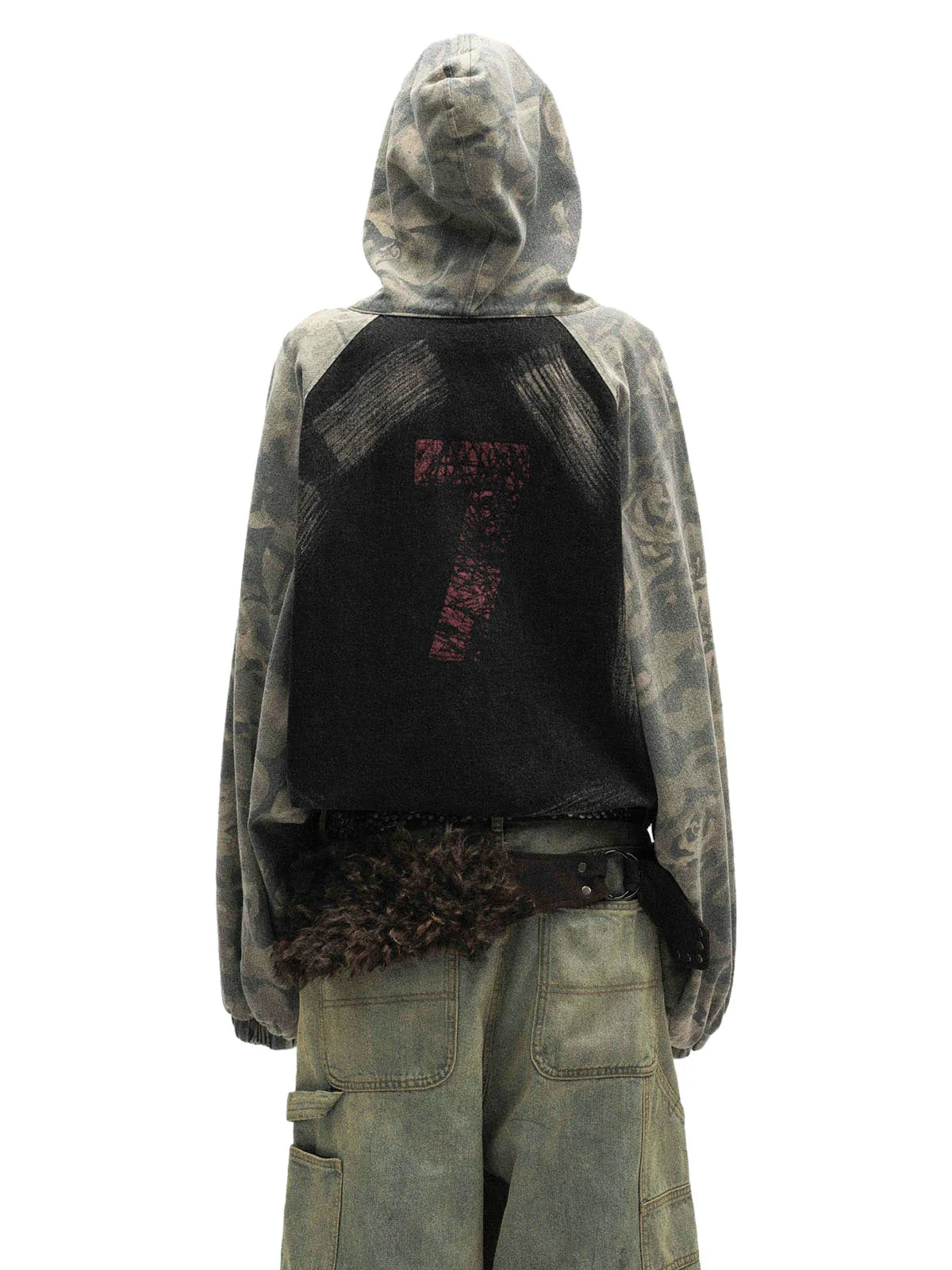 Graffiti Camouflage Patchwork Hooded Jacket - Image 5