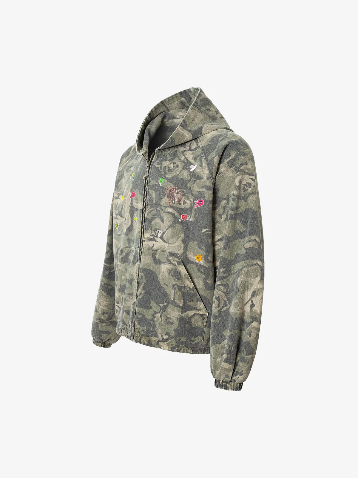 Graffiti Camouflage Patchwork Hooded Jacket - Image 8