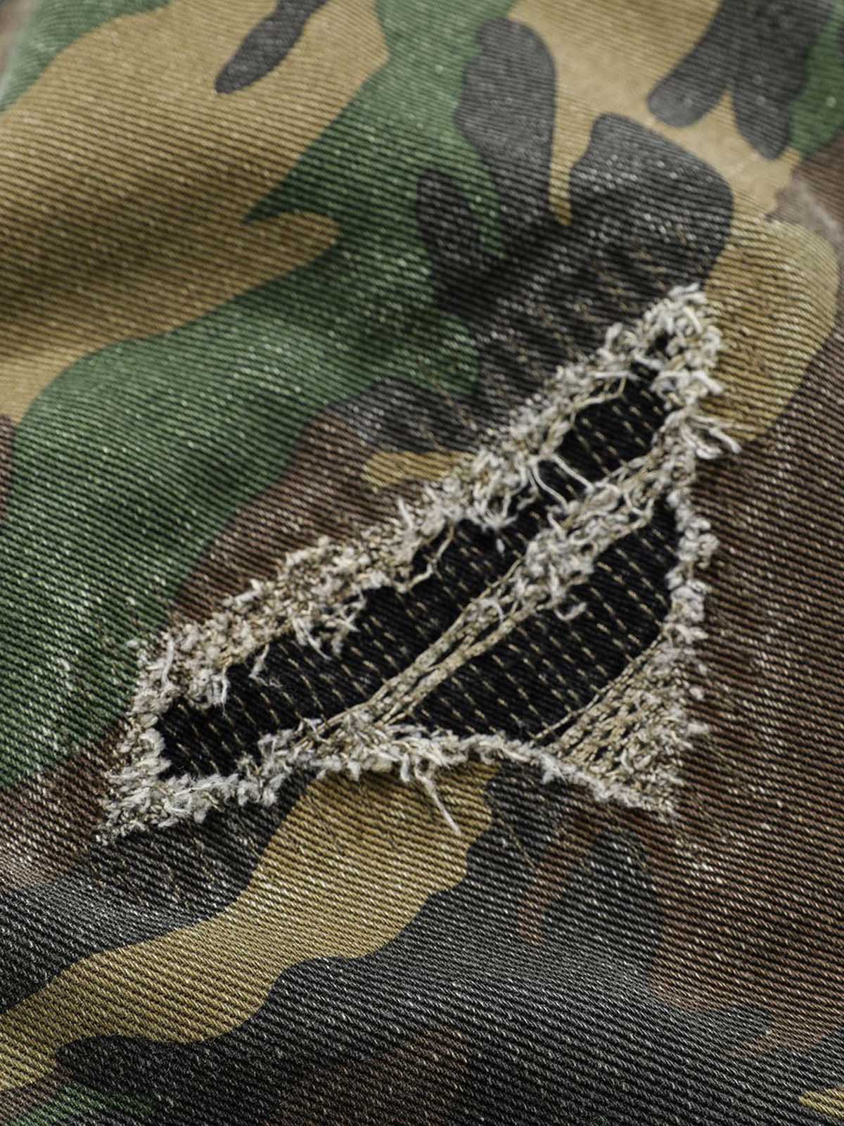 Woven Ripped Camouflage Flared Cargo Pants - 2410 - Image 14