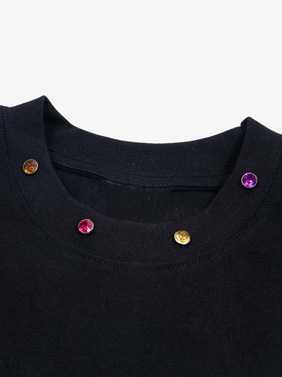 Street Retro MOOD Patch Embroidered Rivet T-shirt - 2440 - Image 5