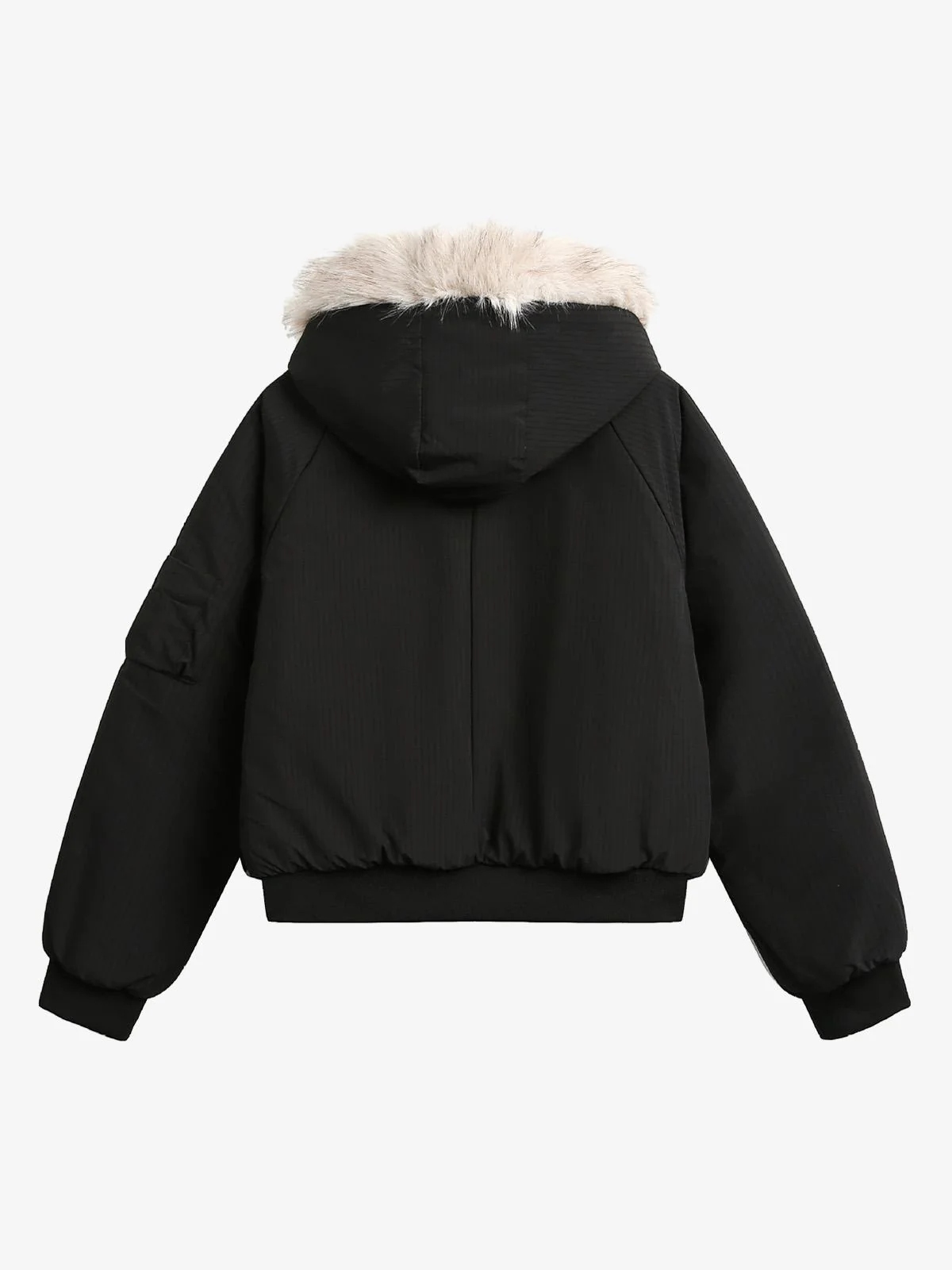 Retro Fur Hooded Fleece Bomber Jacket - 2478 - Image 9