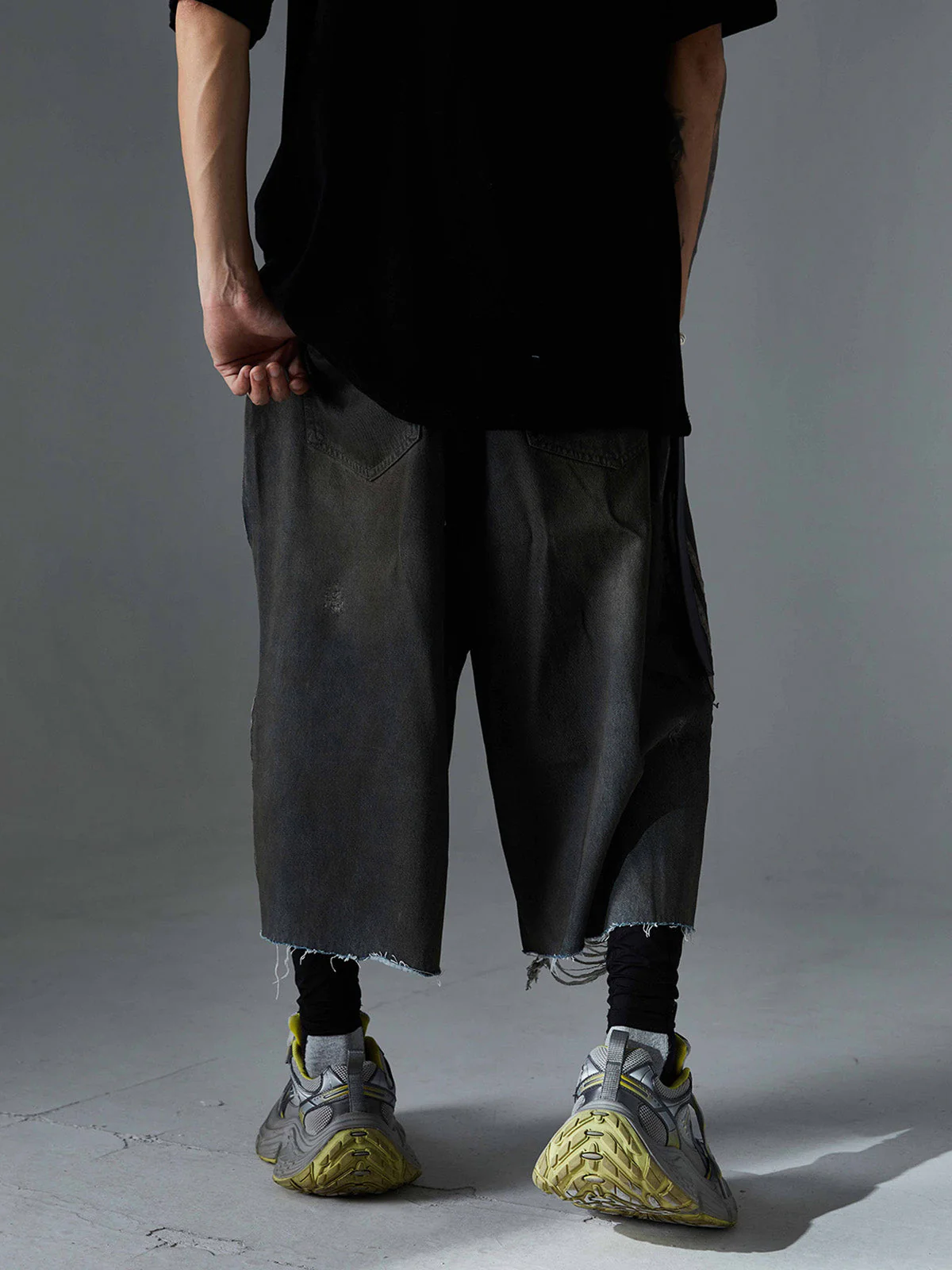 Ripped Dirty Dyed Stripped Jorts - Image 3
