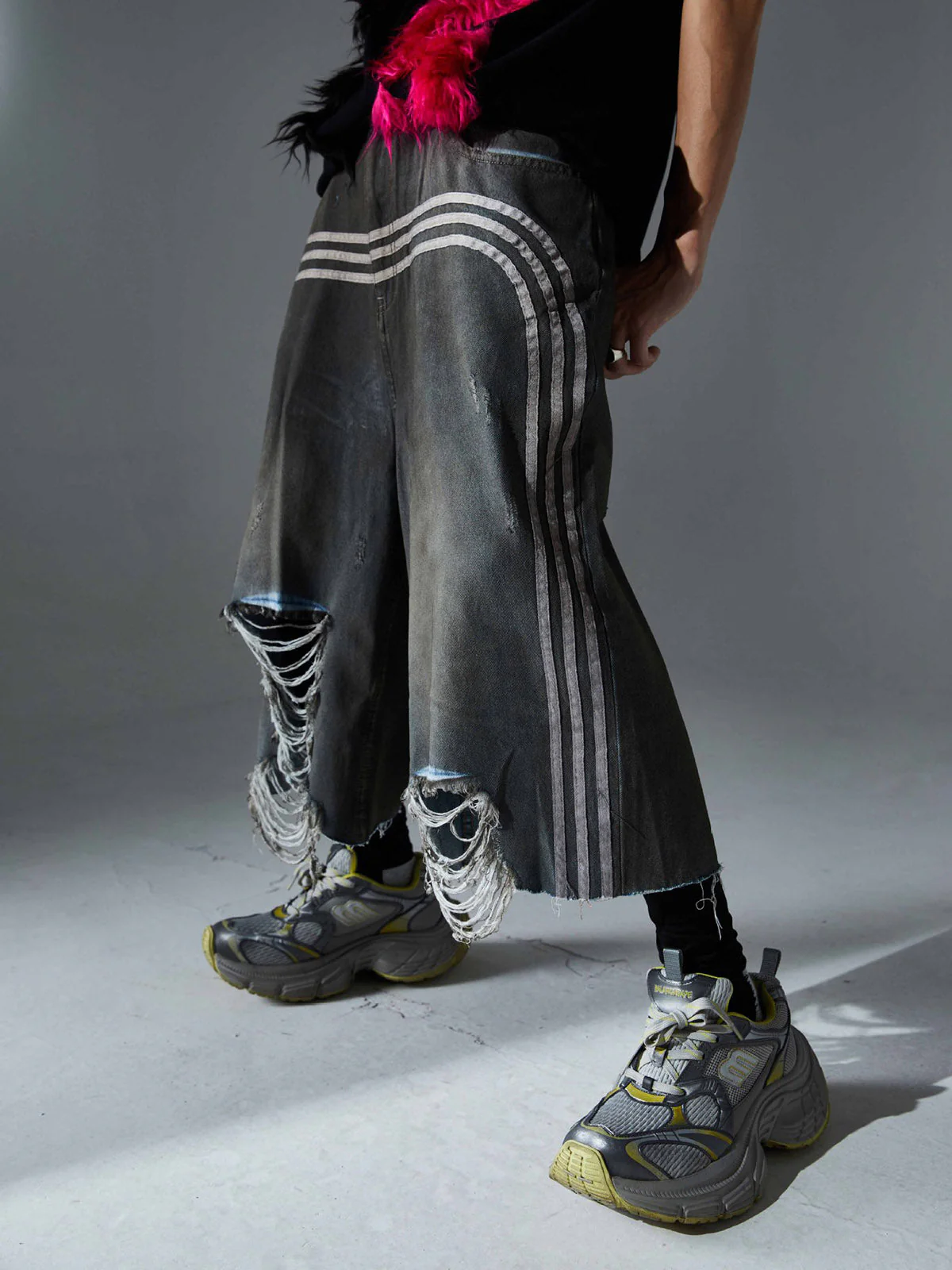 Ripped Dirty Dyed Stripped Jorts - Image 4