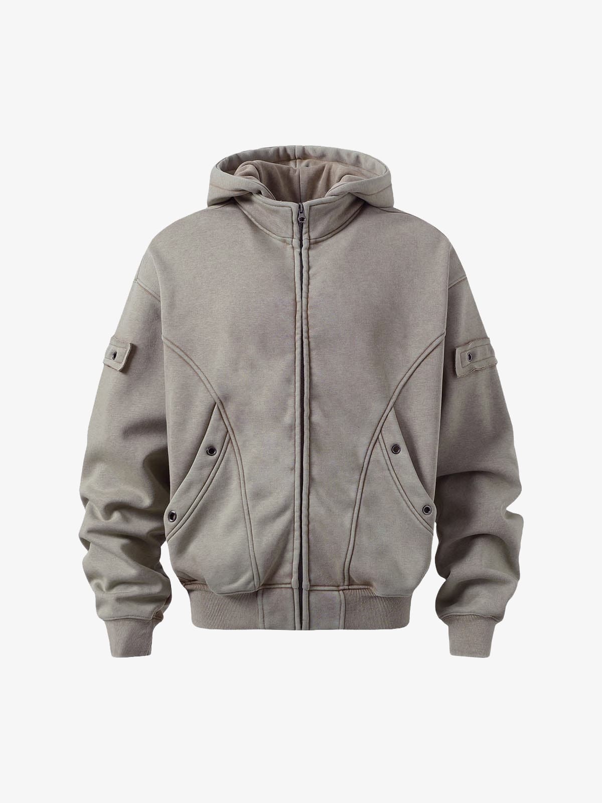 Wasteland Style Washed Zipper Up Sweatshirt - Image 2