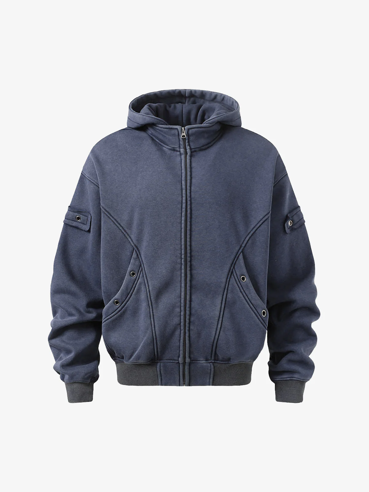 Wasteland Style Washed Zipper Up Sweatshirt - Image 3