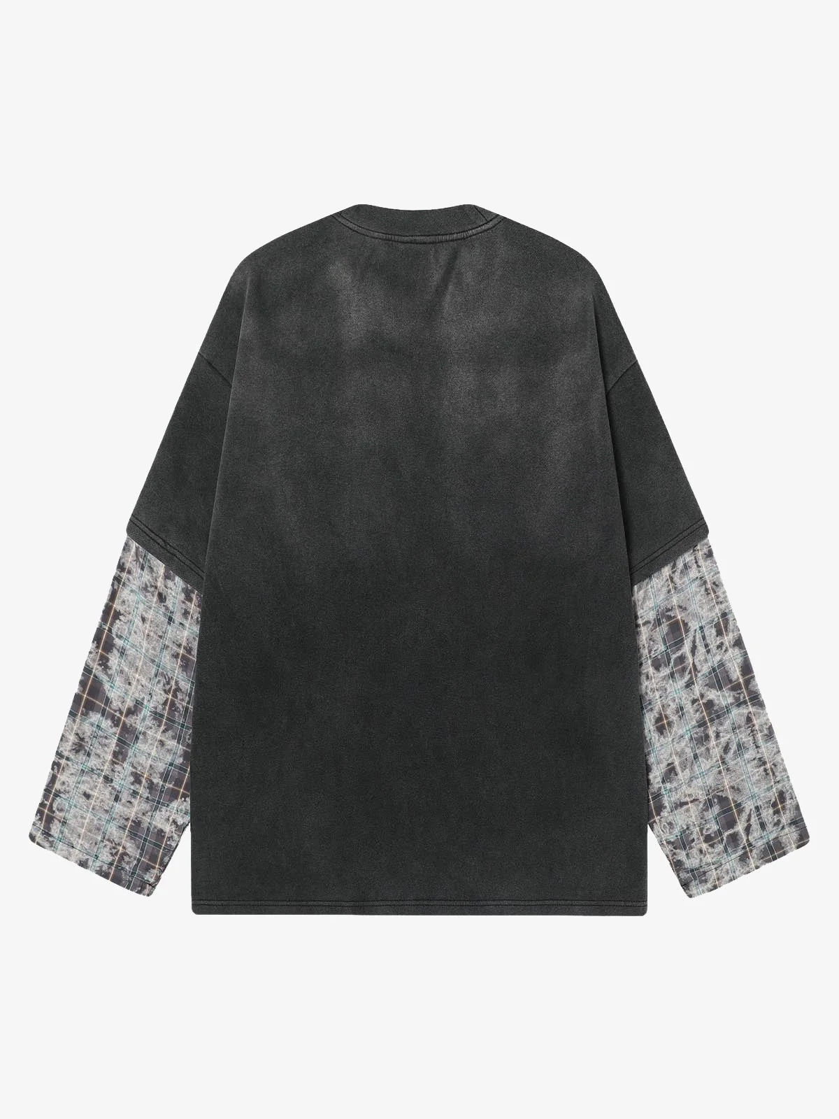 Washed Faux Two-Piece Racing Long Sleeve T-shirt - Image 2