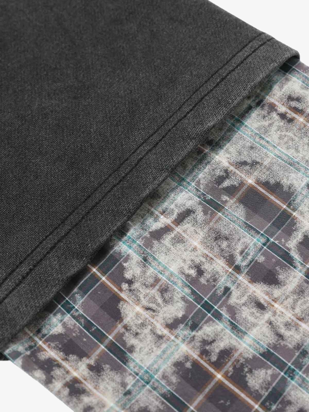 Washed Faux Two-Piece Racing Long Sleeve T-shirt - Image 7