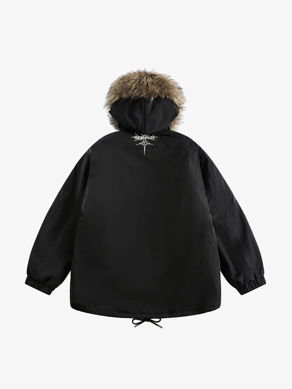 Embroidered Fur Hooded Quilted Jacket - Image 2