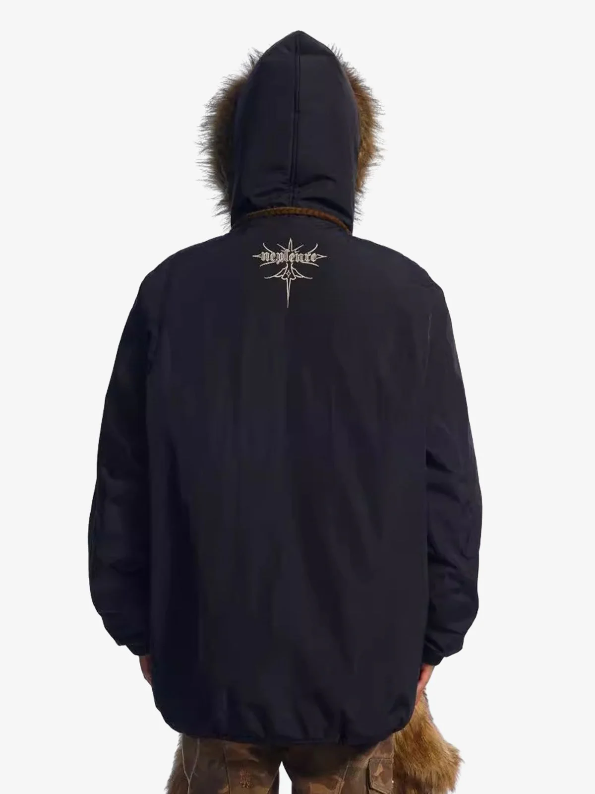 Embroidered Fur Hooded Quilted Jacket - Image 4