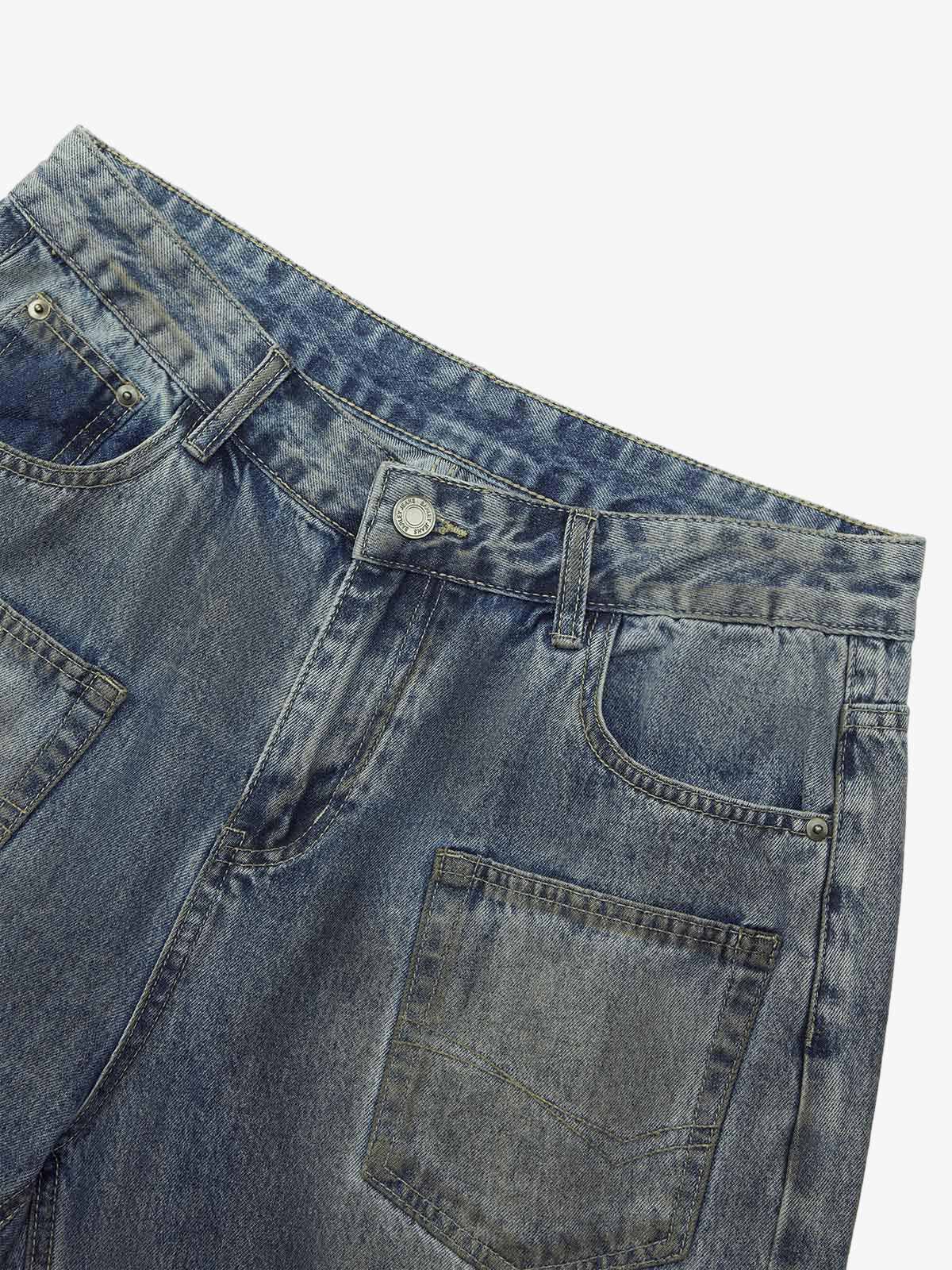 Thesupermade American Street Style Washed Distressed Shorts - Image 3