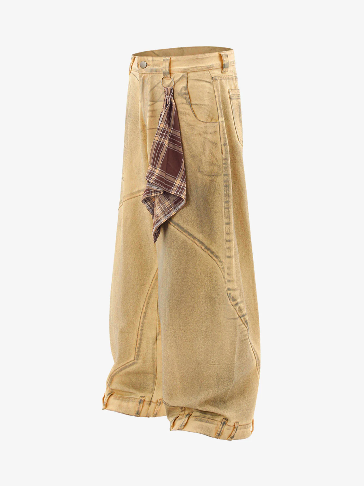 Washed Distressed Detachable Scarf Barrel Jeans - Image 8