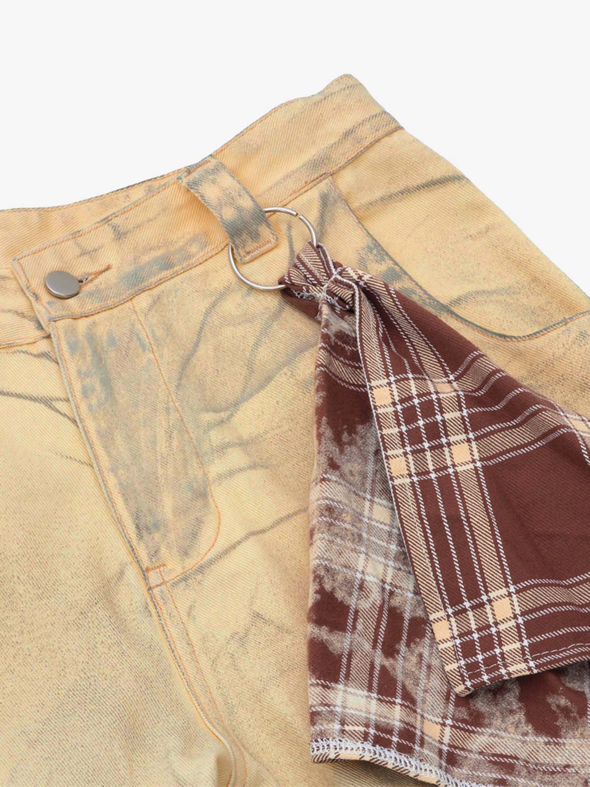Washed Distressed Detachable Scarf Barrel Jeans - Image 9