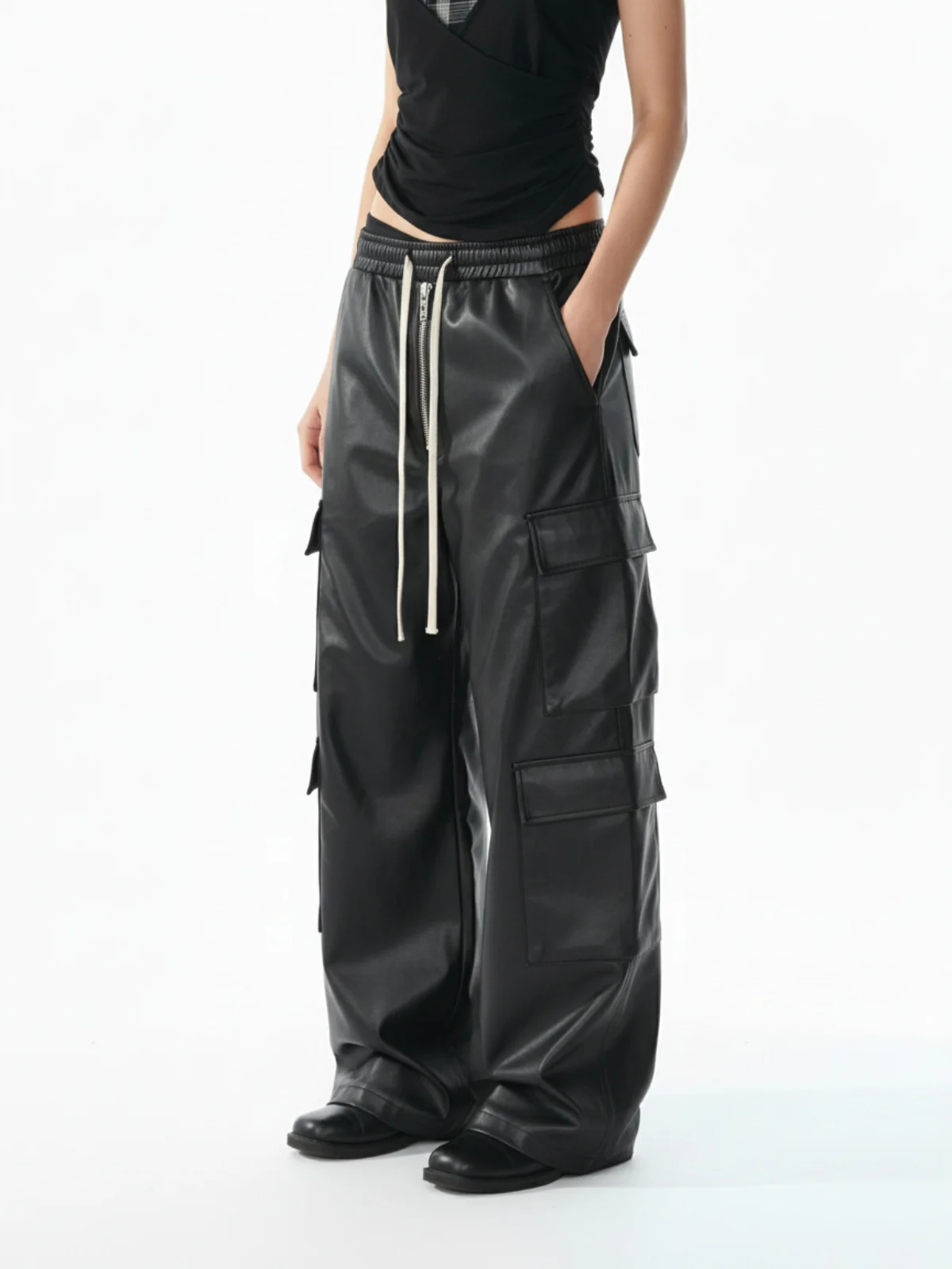 RO-style multi-pocket matte coated overalls - 2094 - Image 3