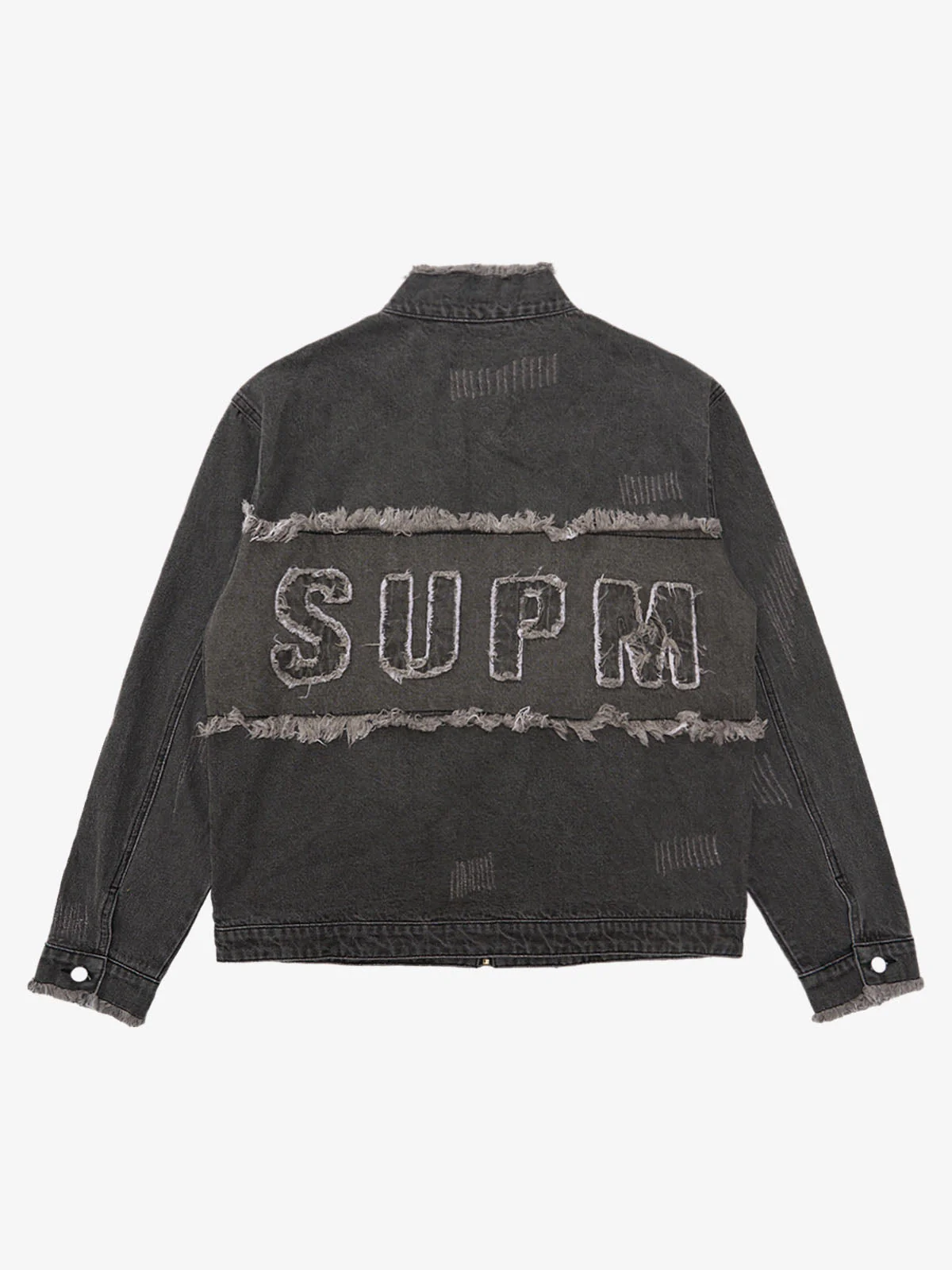 Original Appliqué Deconstructed Patchwork Raw-edge Denim Jacket - Image 2