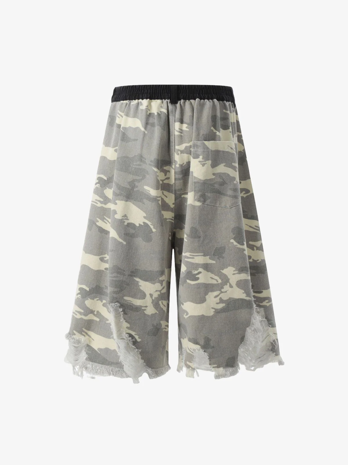 Ripped Applique Embroidered Camouflage Jorts - Image 2