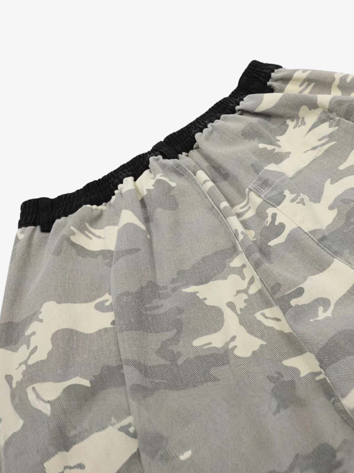 Ripped Applique Embroidered Camouflage Jorts - Image 4